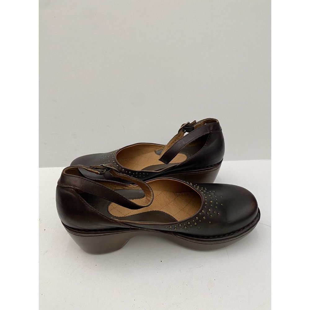 Ariat Womens Leather Sz 9.5B Dark Chocolate Mary Jane Clog, ankle strap